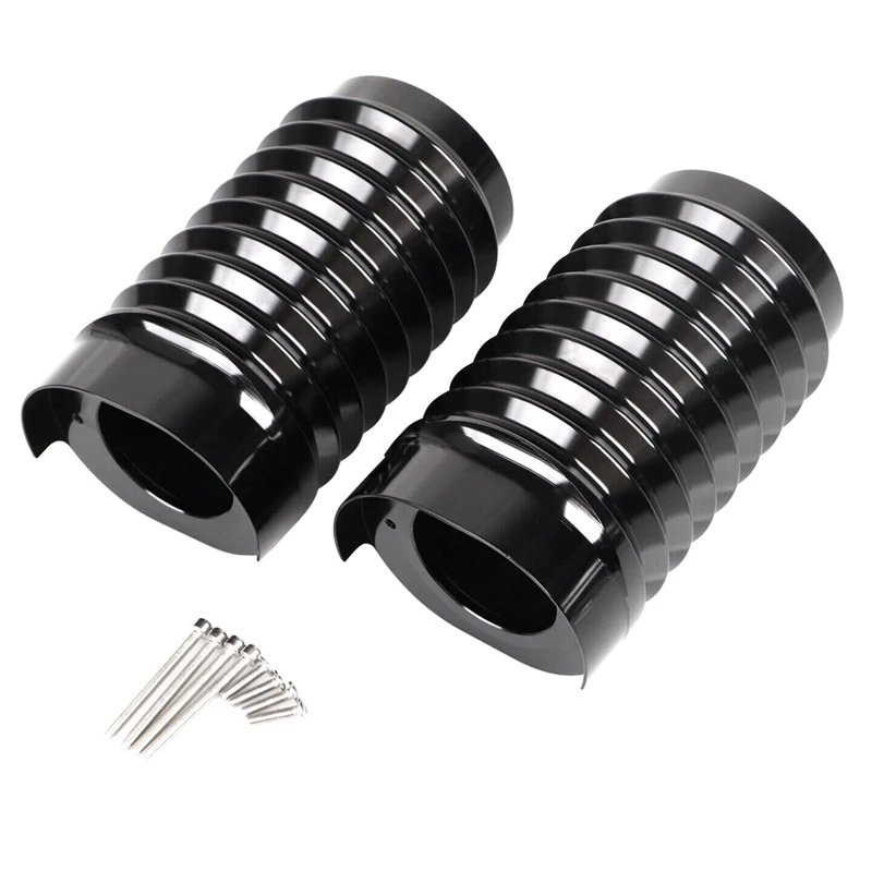 2PCS Gloss Black Fork Boot Slider Can Covers Parts Accessories For  Street Glide FLHX FLHXS 14-Up