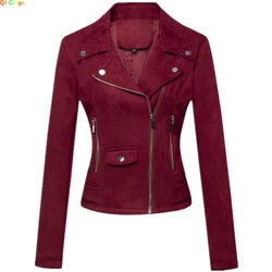 Chaqueta corta para mujer, abrigo informal a la moda, color rojo, negro, blanco, rosa, verde y marrón, prendas de vestir exteriores, XS, S, M, L, XL, XXL, novedad de otoño