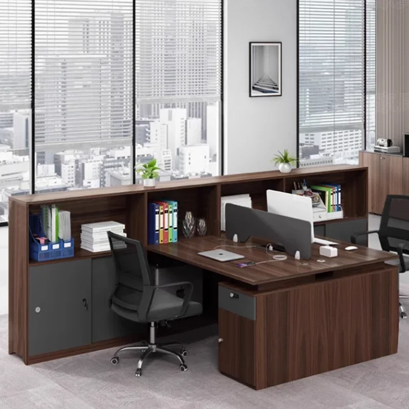 

Lshaped Wooden Office Desk Study Computer Gaming Standing Executive Office Desk Bedroom Drawer Shelves Ufficio Lounge Furniture