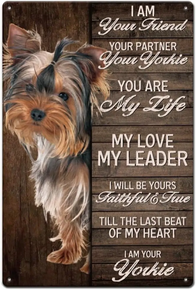 SUPERDANT Dog Friends Vintage Tin Sign Yorkshire Terrier I Am Your Friend Your Partner Your Yorkie Metal Poster Home Yorkie sign