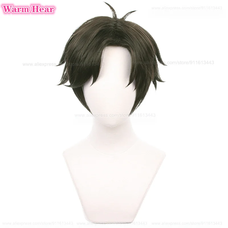 Anime Synthetic Damian Desmond 32cm Short Black/Green Cosplay Wig Heat Resistant Classmate Halloween Party Unisex Wigs + Wig Cap