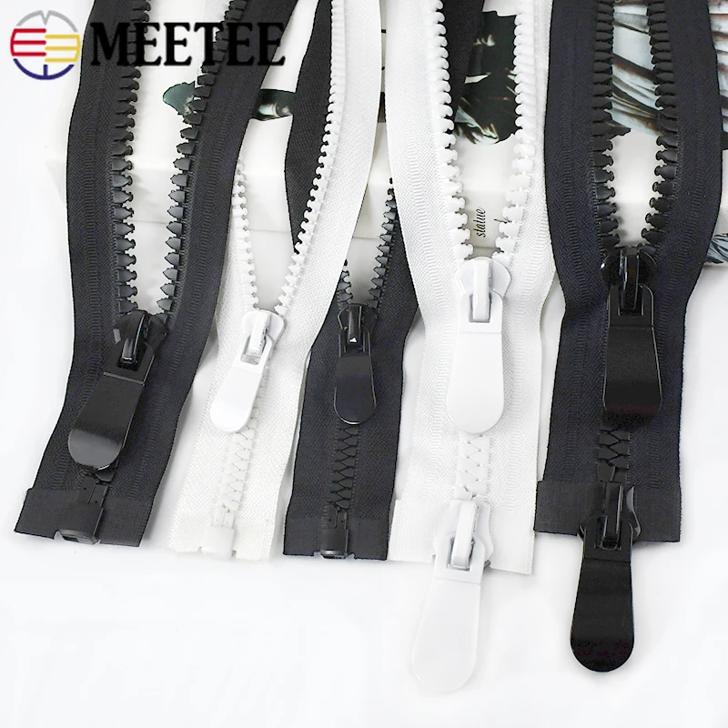 

8# 15# Double Sliders Zipper Tape 70-150cm Resin Zippers for Down Coat Backpack Replacement Open-end Zip DIY Garment Accessories