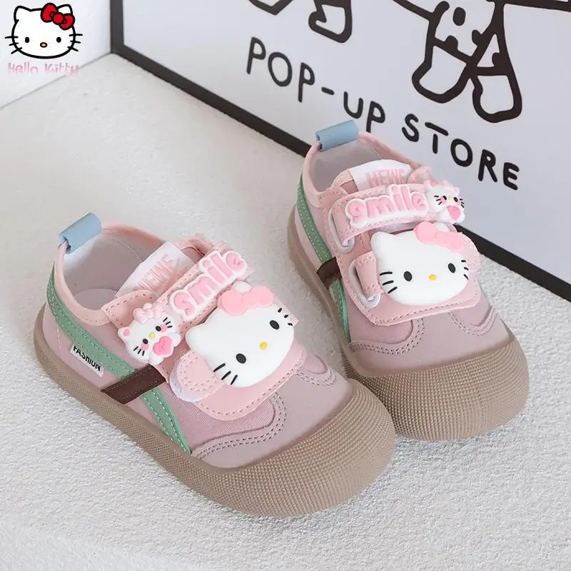 

Холщовая обувь Hello Kitty для девочек, модная обувь в стиле аниме для девочек, обувь для папы с героями мультфильмов Sanrio, легкая мягкая подошва, новая весенне-осенняя спортивная обувь