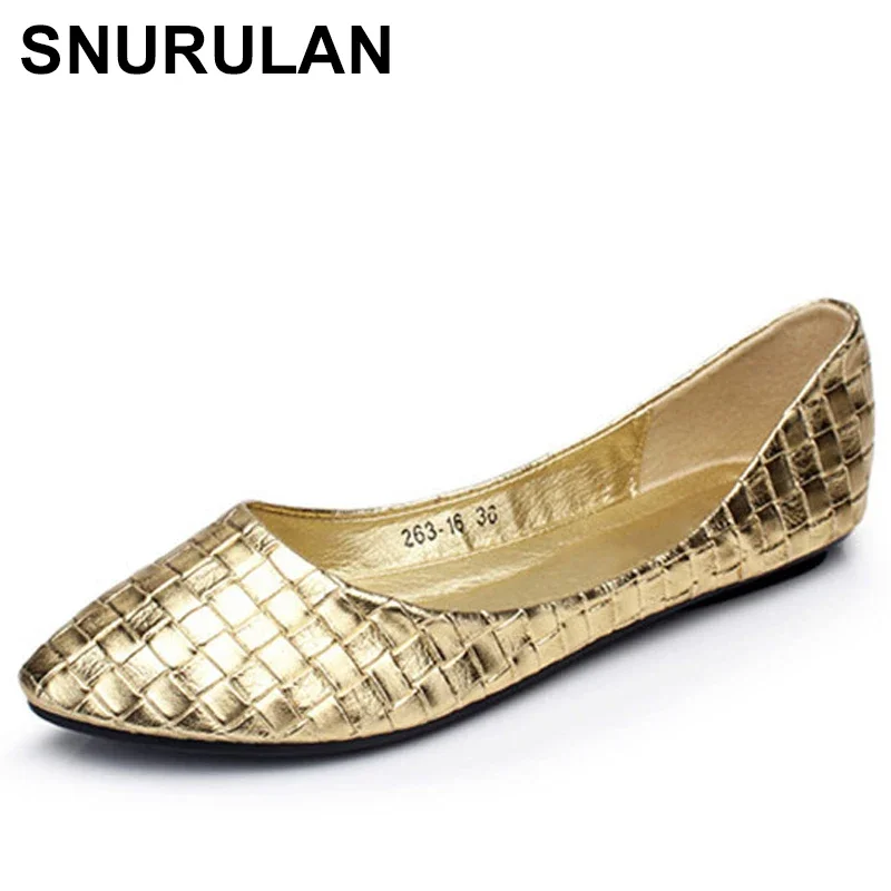 SNURULAN Sring Summer Casual Shoes Women Flats Pointed Toe Women\'s Shoes Moccasins Ballet Flats Flat Shoes Ballerina LoafersE477