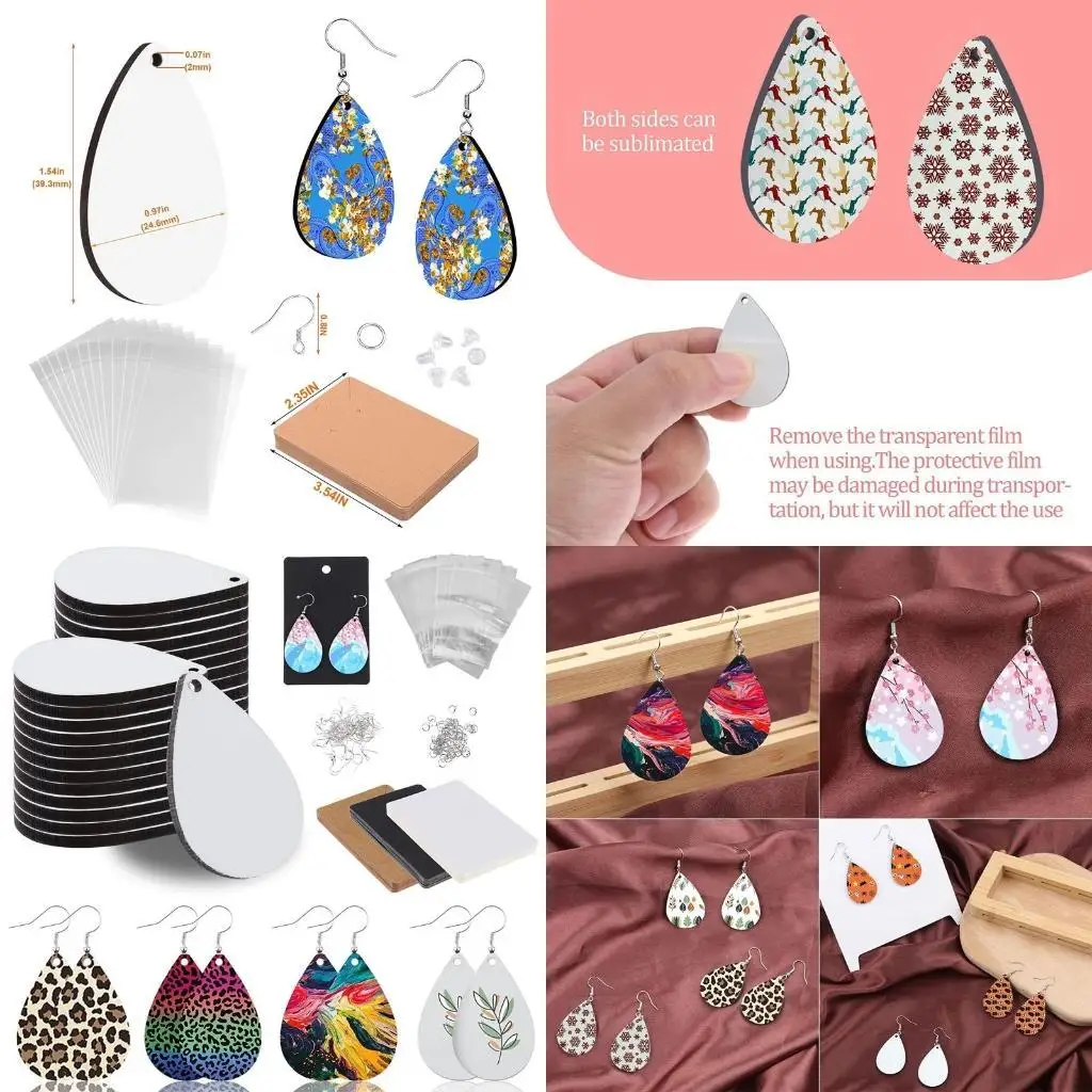

J78F DIY Craft незавершенные сублимационные серьги, пустые висячие подвески в форме капли, забавные для детей, подростков, 90x