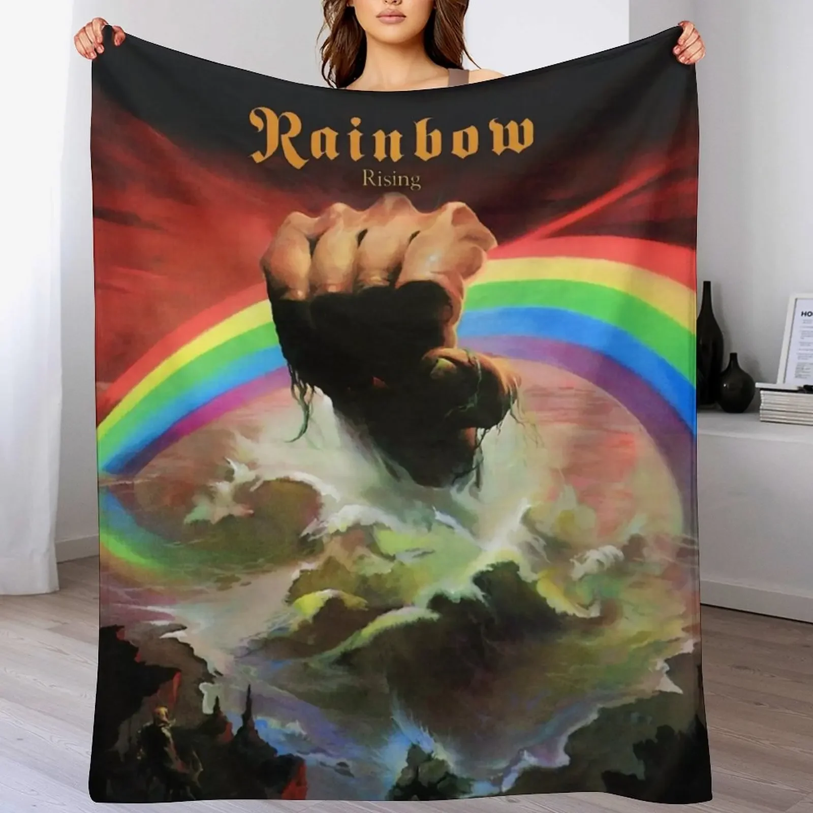 Rainbow Rising: Classic Perfection Throw Blanket Warm Plush Fuzzy Blanket for Living Room