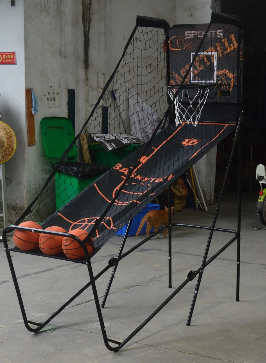 折りたたみ式シングルショットバスケットボールアーケードゲーム機、折りたたみ式バスケットボールシステム、1人用バスケットボールシューティングゲーム TB-1918