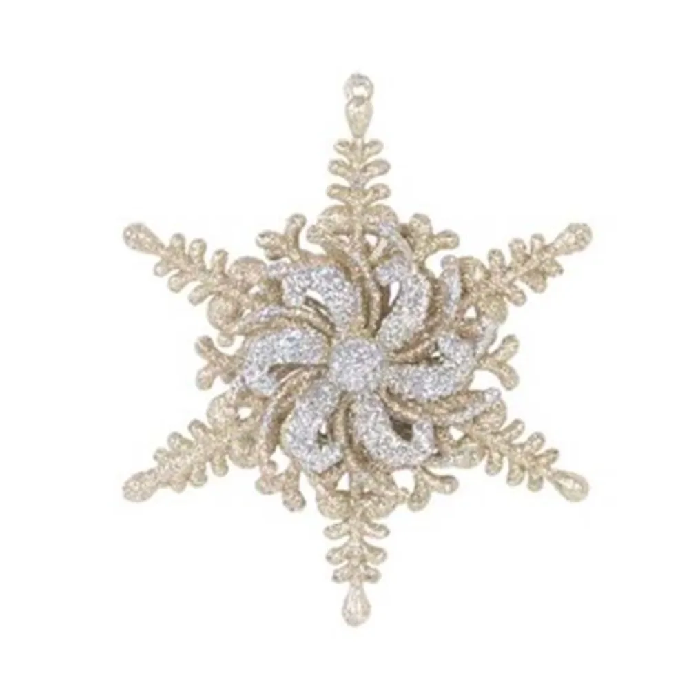 

Shining Glitter Christmas Hanging Ornament Acrylic 3D Xmas Tree Snowflake Pendant Champagne Wreath Decoration Gift