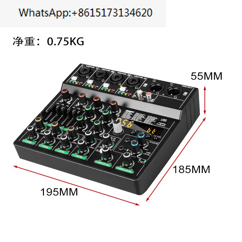 

USB 4-way 256 effects mixing console, computer recording, online conference, home small video conference, Bluetooth