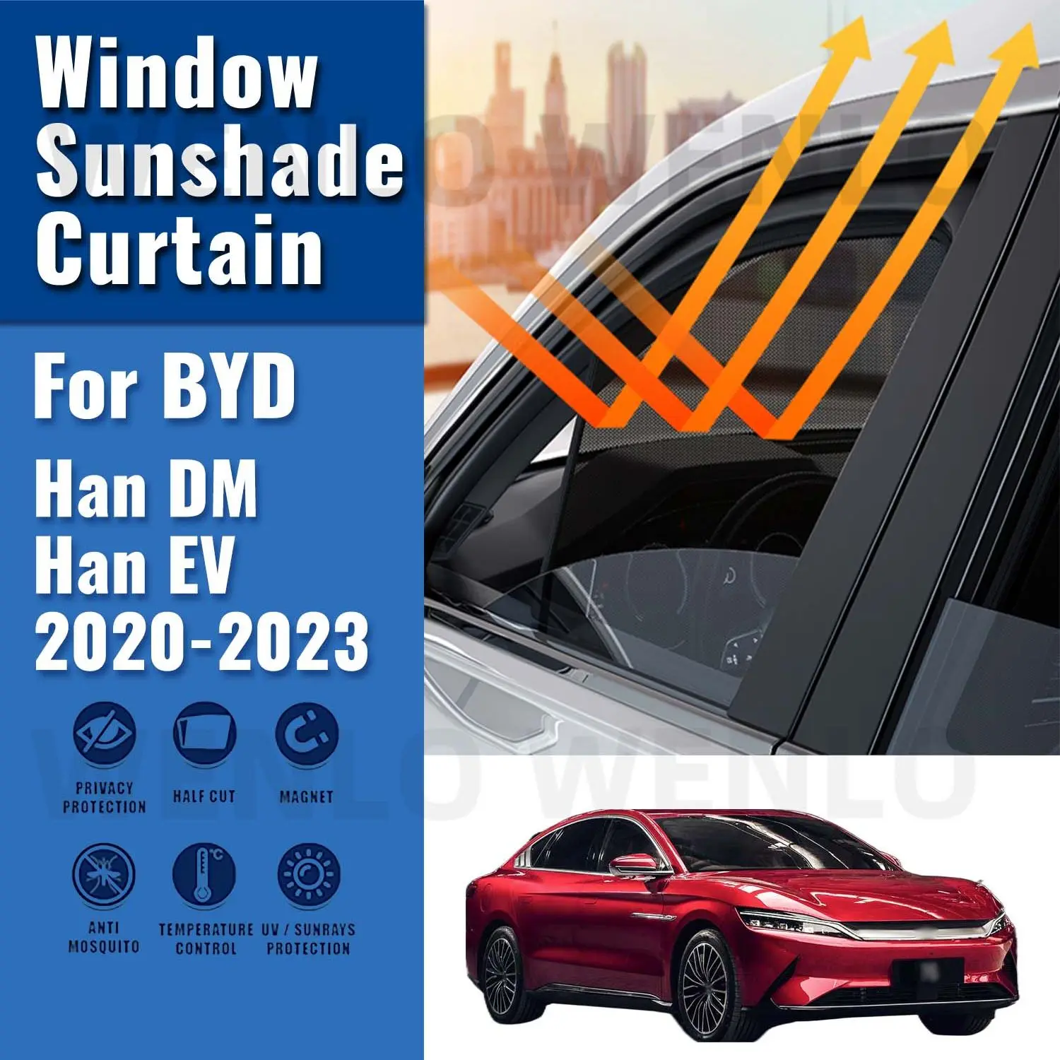 

For BYD Han DM EV 2020-2023 Magnetic Car Sunshade Visor Front Windshield Frame Curtain Baby Rear Side Window Sun Shade Shield