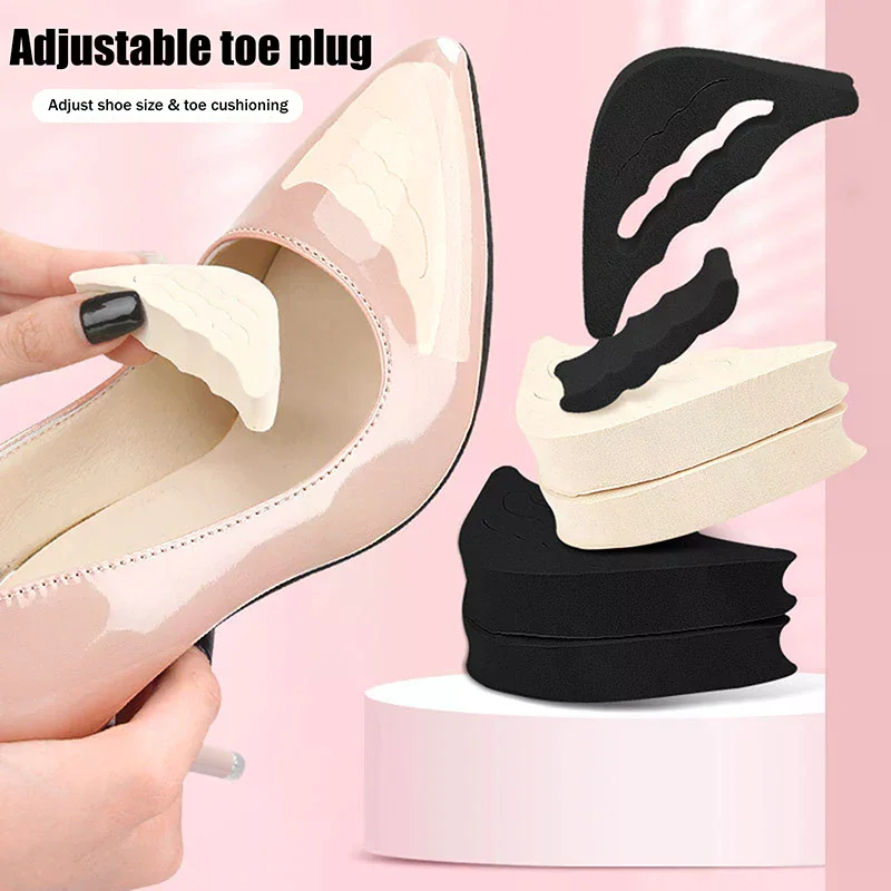 Memory Foam Toe Plug Soft Half Insoles Reusable Toe Sponge Filler Insert For Shoes Adjustable Too Big Foot Brace Pads Unisex