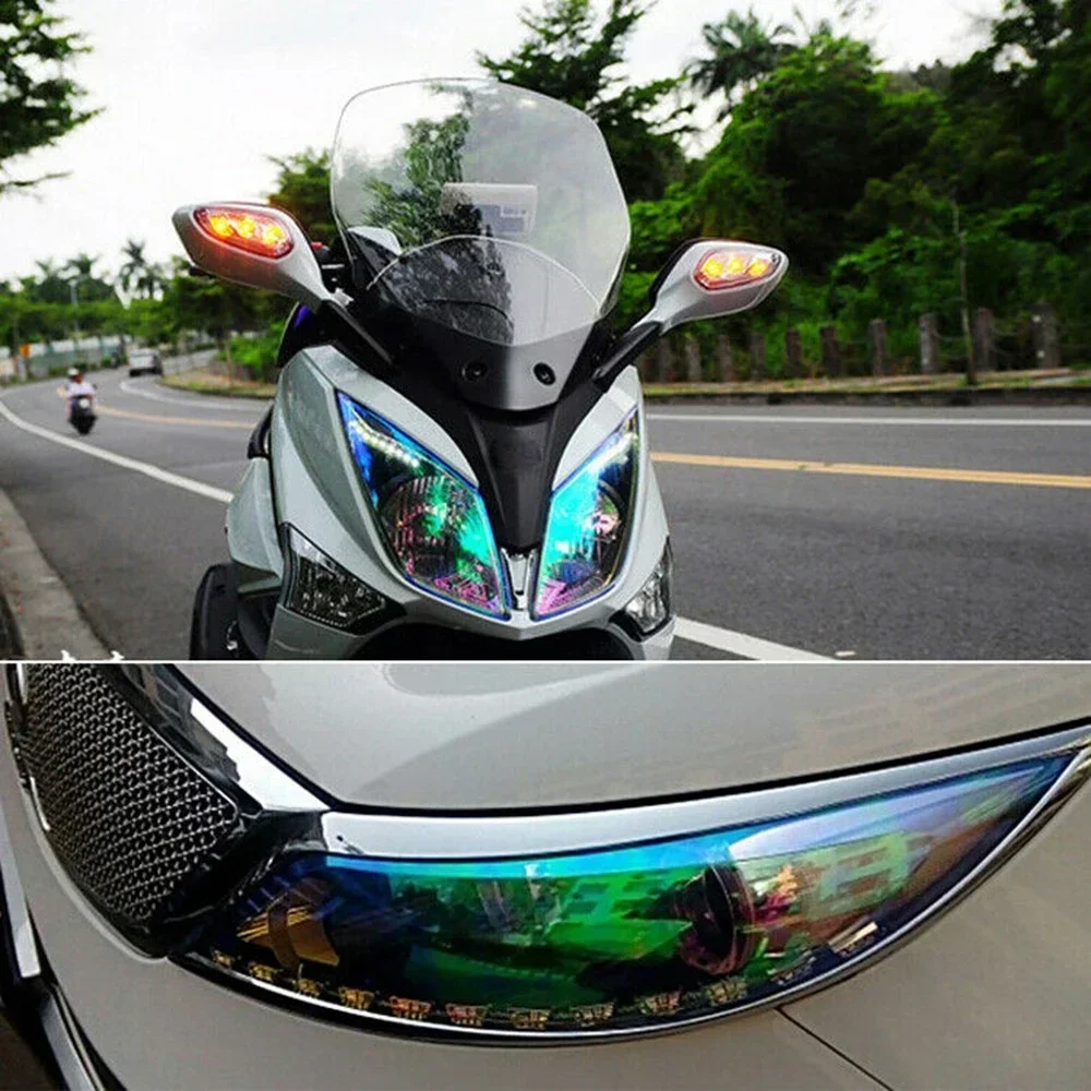 1 Roll Car Chameleon Light Blue Headlight Taillight Fog Light Vinyl Tint Film 12x48 Inch Exterior Accessories