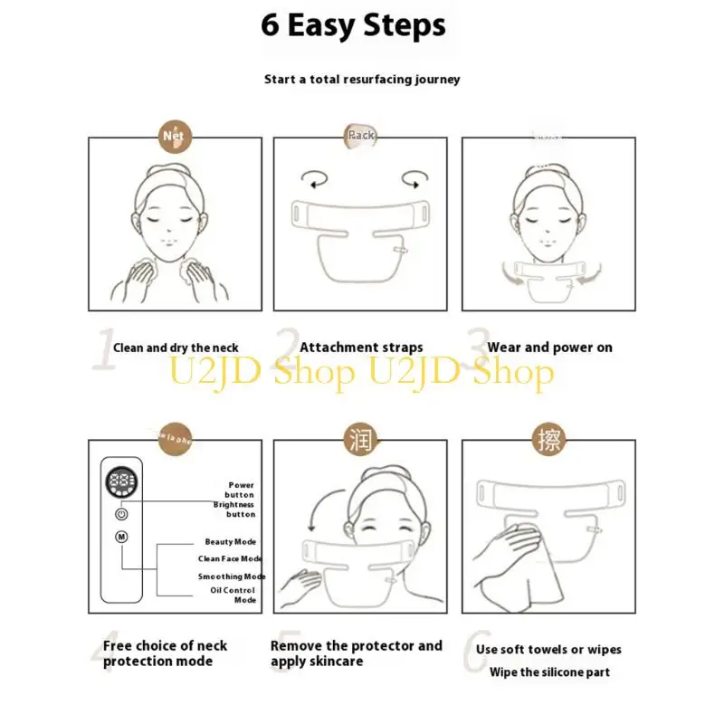 U2JD LEDレッドブルーライトセラピーネックマスクデバイスアニス剤削減のための人間工学的ホームスキンケアツール