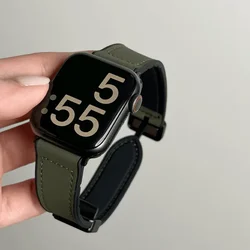 Leather+Silicone Strap for Apple Watch Band 45mm 44mm 40mm 42 41mm Ultra 49mm Bracelet Correa IWatch Series 9 8 7 6 5SE Fashion