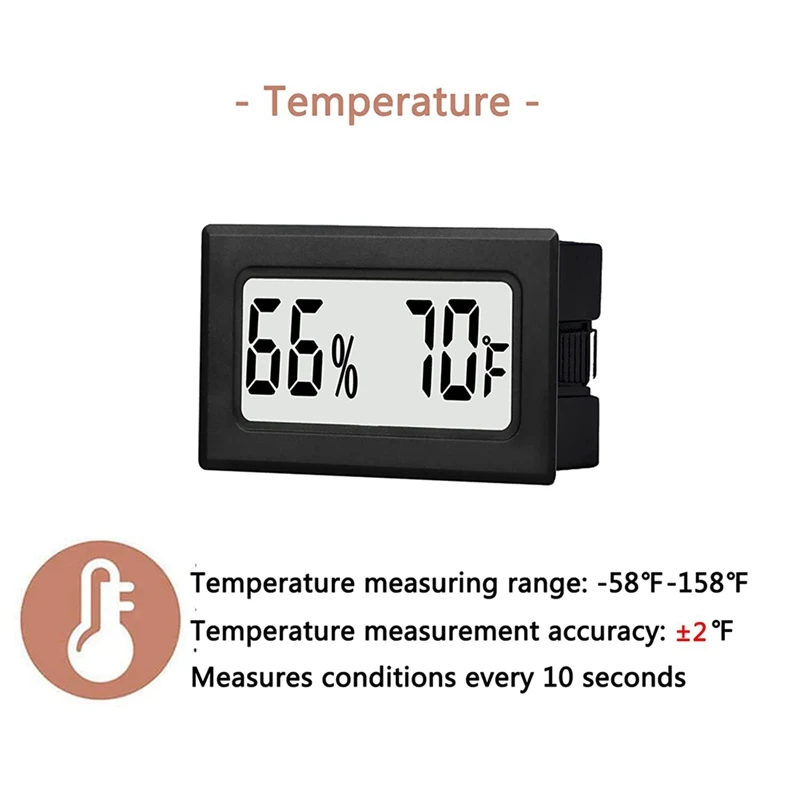 Digital Thermometer With Temp Humidity Sensor Monitor Fahrenheit (℉) For Jars,Humidor,Home