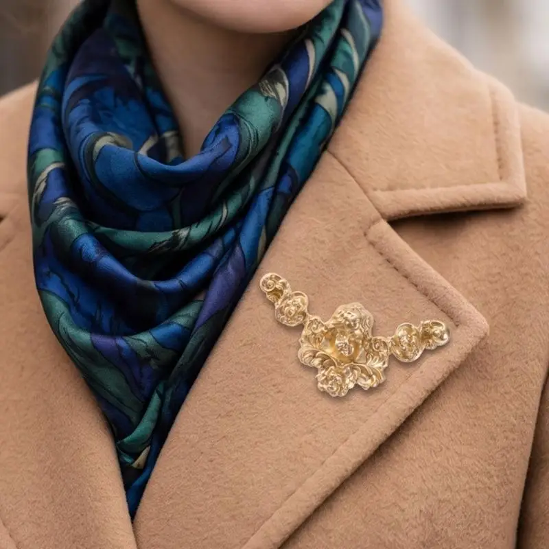 A52E Angel Brooch Decorative Pin with Matte Gold Tone Finish, Zinc Alloy Lapel Chest Pin for Coat Wear, Scarf Styling and Simple