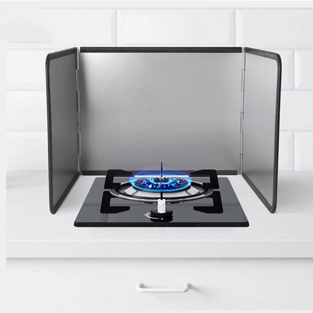 Kitchen Stove Splatter Guard Sink Splashback Galvanized Steel Sheet Grease For Frying Oil Splatter Insulation Board Protective