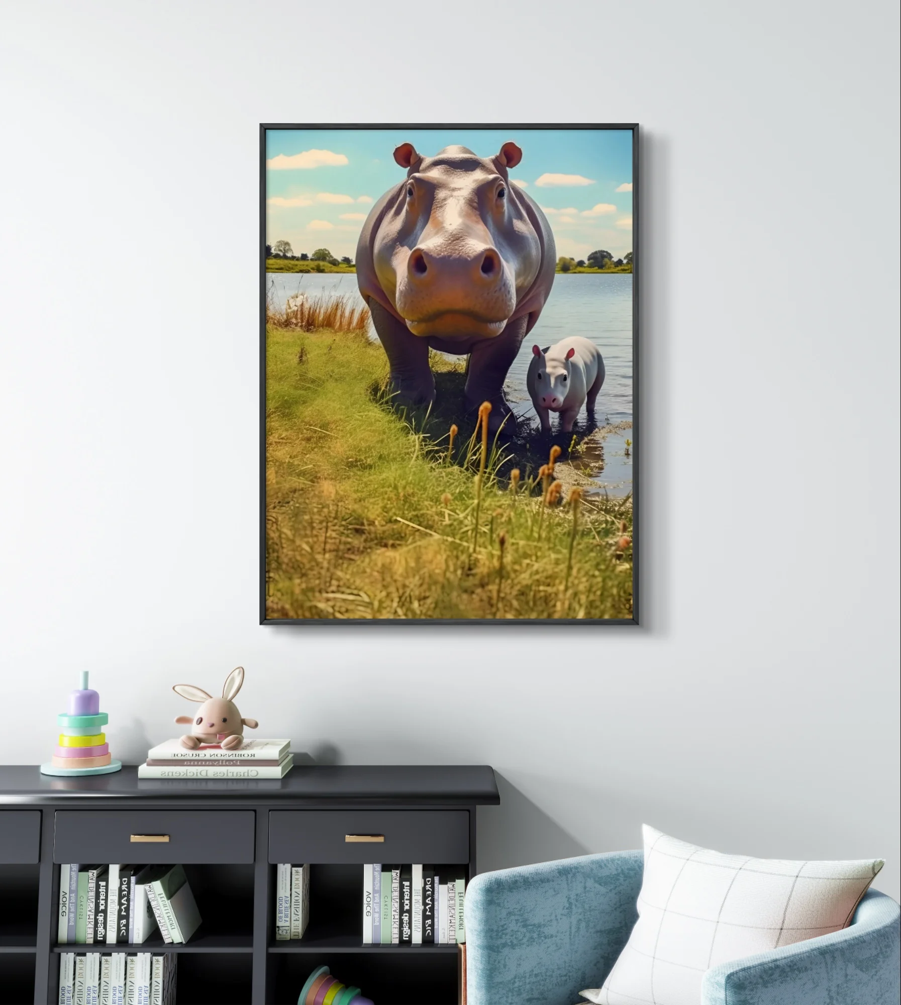 Hippo 5D Diamond Painting Cute Little Hippo Diy Diamond Embroidery Cross Stitch Mosaic Hand Mural Home Wall Decor Child Gift