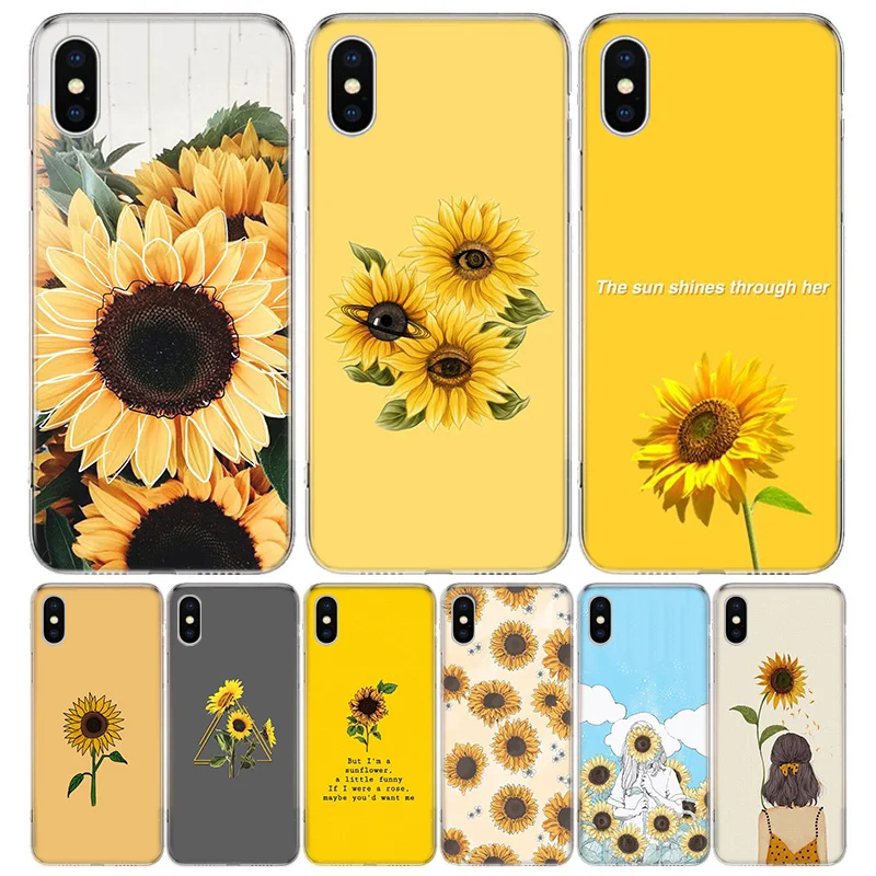 Aesthetics Sunflower Novelty For iPhone 16 15 14 13 12 11 Pro Max Phone Case X XS XR 7 Plus Print 8 SE Apple Fundas Cover Coque 