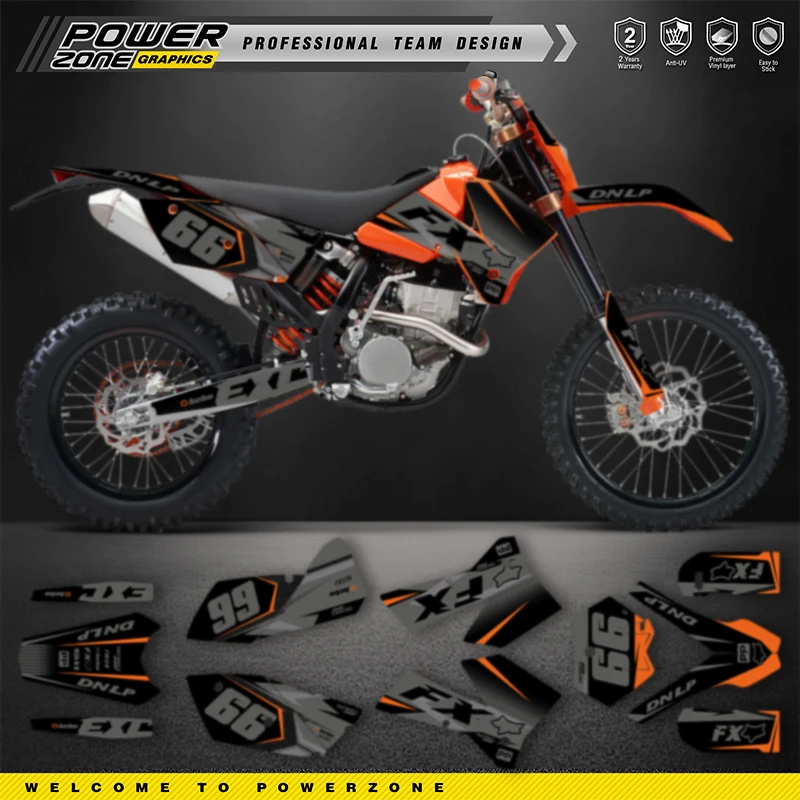 

PowerZone Custom Team Graphics Backgrounds Decal Stickers Kit For KTM 05-06 SXF 06-07 XCF XCW 05-07 EXC Enduro 125 to 500cc 32