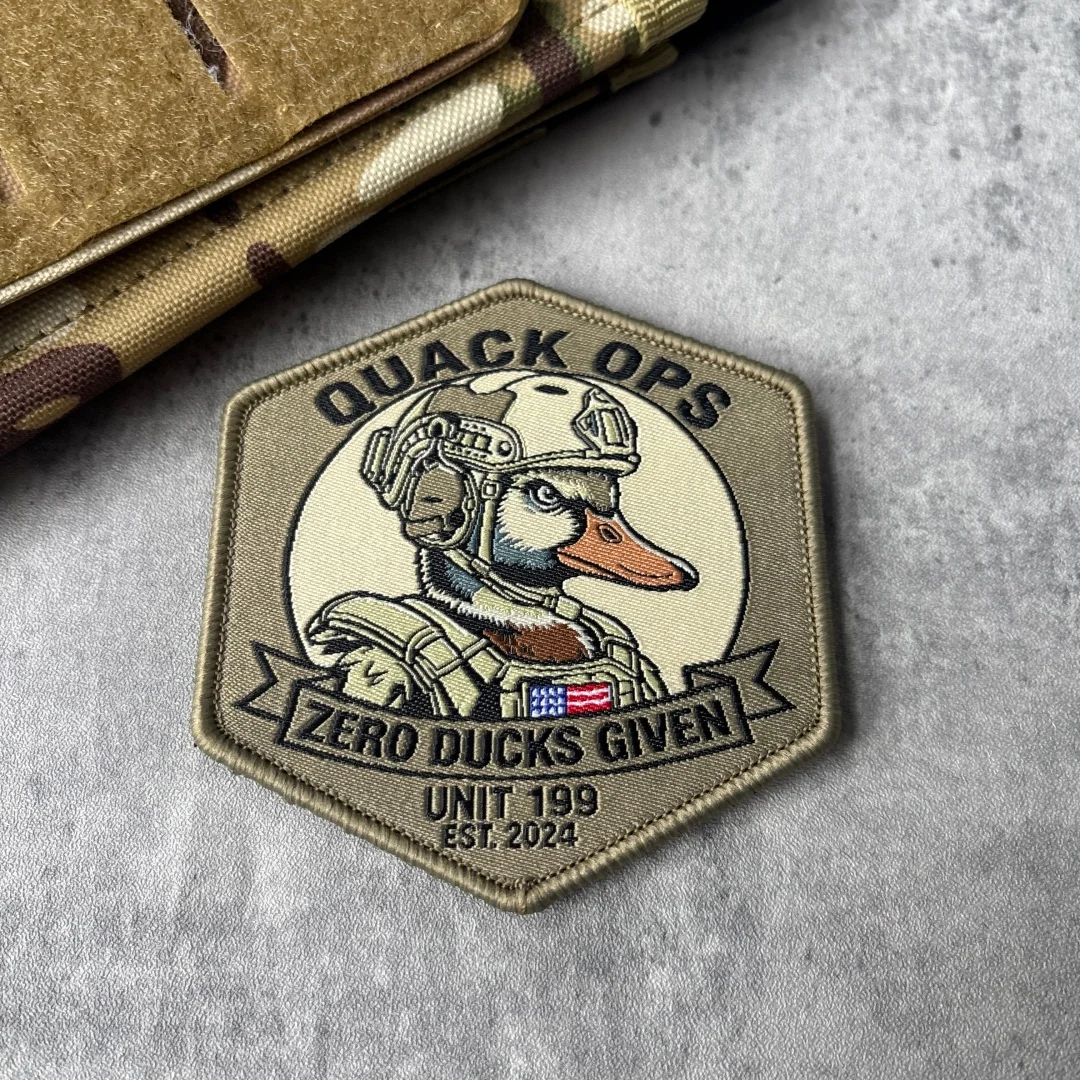 "Quack Ops" Taktischer Enten-Stickerei-Aufnäher mit Klettverschluss für Rucksack, Weste, Hut und Kleidung – Detail 6