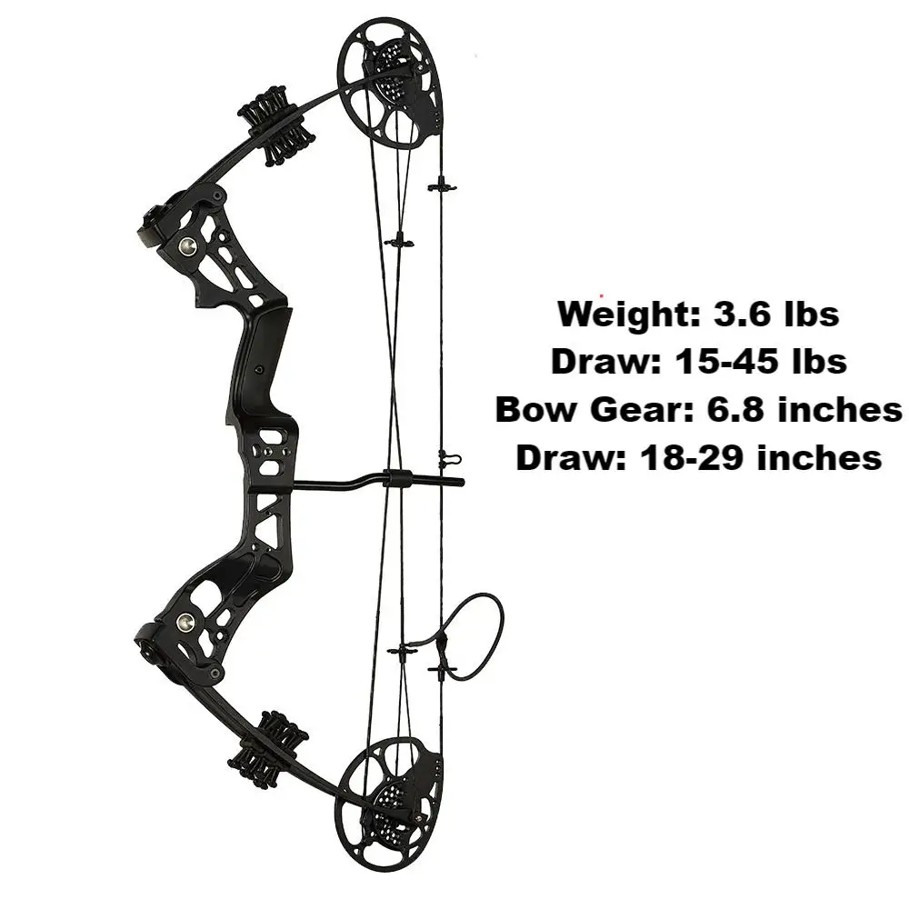 15-45 Lbs Compound Bow Aluminum Magnesium Alloy Bow kit with Right Hand Bow with Adjustable Draw Length Archery Hunting