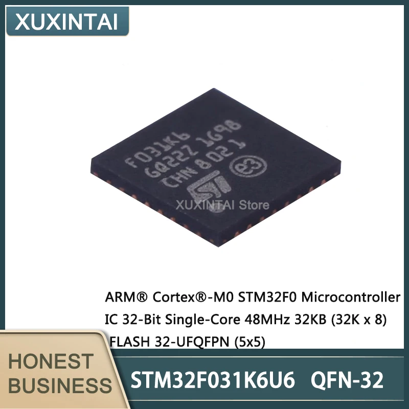 5Pcs/Lot  New Original  STM32F031K6U6 STM32F031 Microcontroller IC 32-Bit Single-Core 48MHz 32KB (32K x 8) FLASH 32-UFQFPN (5x5)