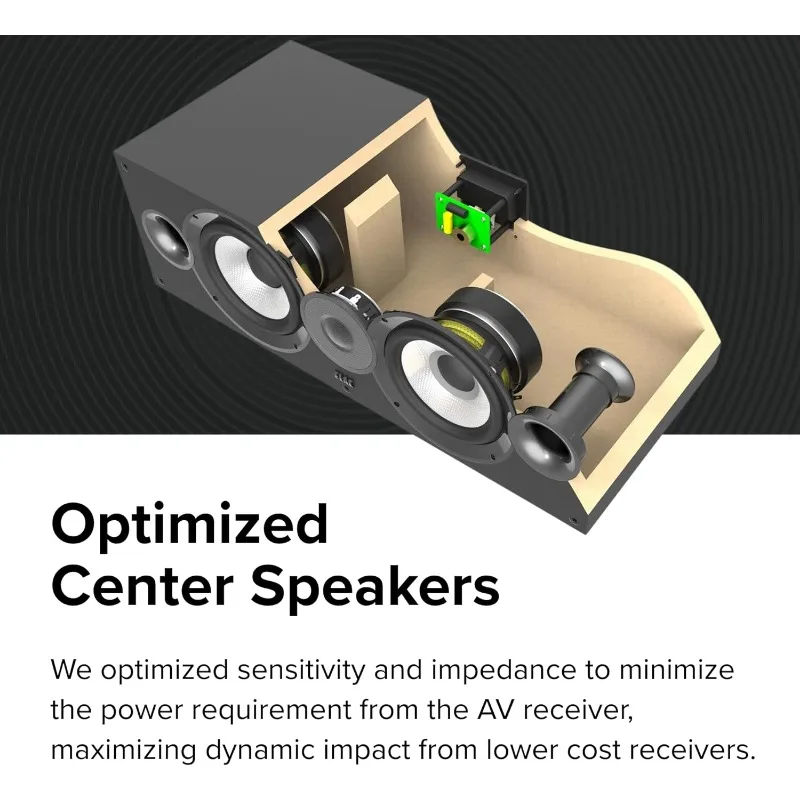 Debut 2.0 C6.2 Center Channel Speaker, Black - 1” Cloth Dome Tweeter & Dual 6.5” Aramid Fiber Woofers