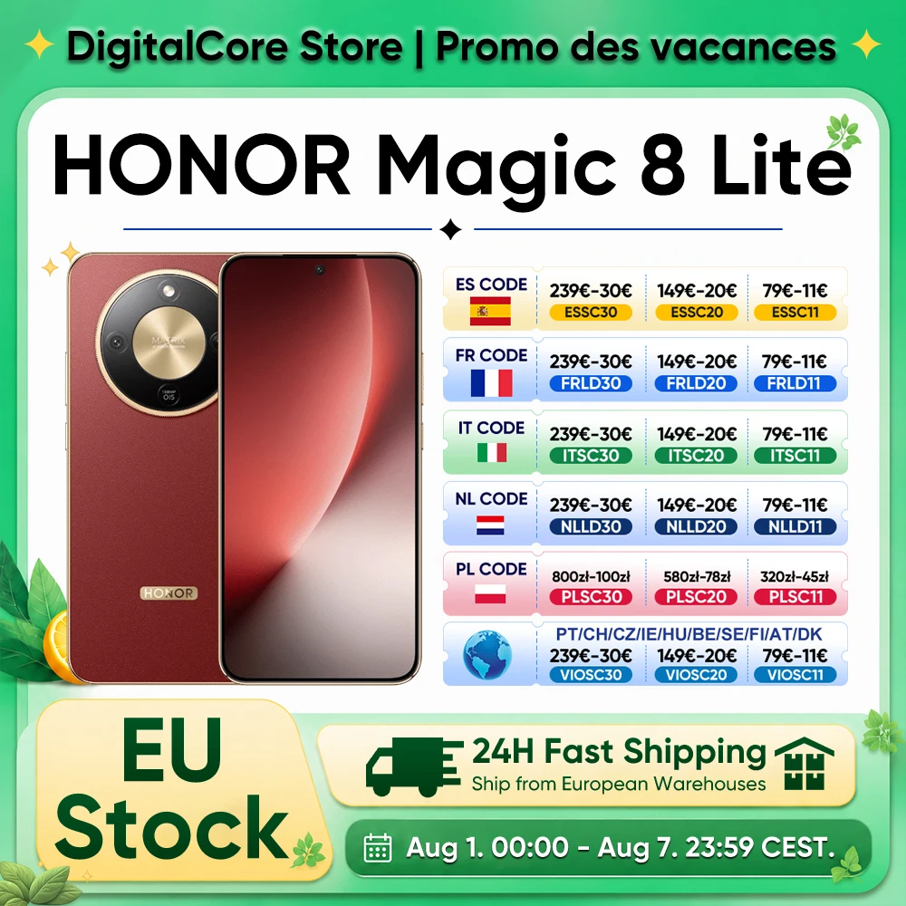 Nuevo Honor Magic8 Lite 2026, Versión Europea, Teléfono Inteligente 5G, Android, Pantalla AMOLED, Snapdragon 6 Gen 4, 7500 mAh, Cámara de 108 MP con OIS y IA