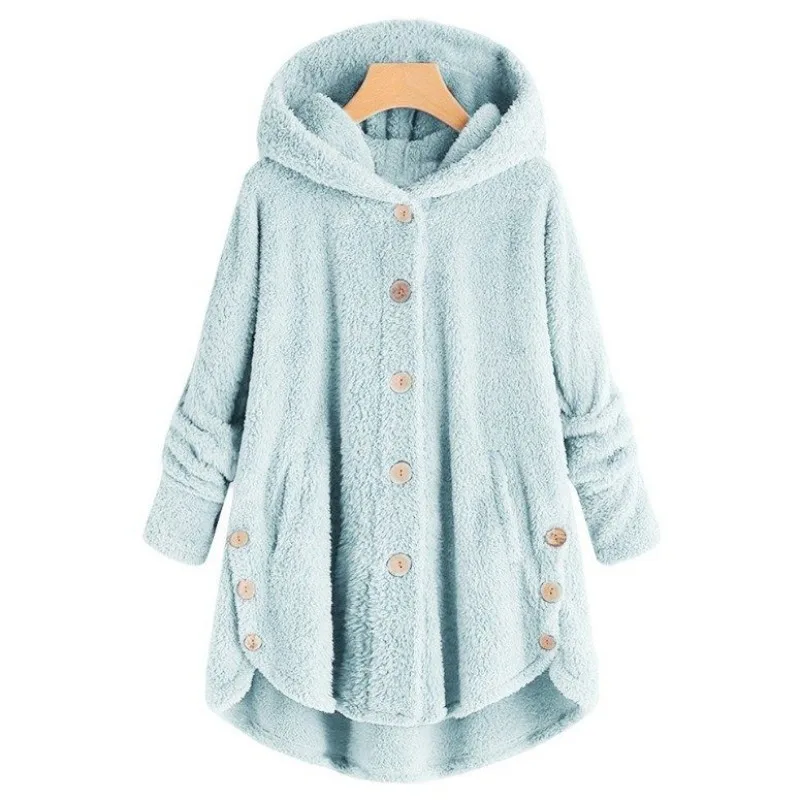 Solide Mantel für Frauen Warme Schöne Bär Plüsch Mantel Wolle Jacke Weibliche Mit Kapuze Jacke Herbst Winter frauen Mantel