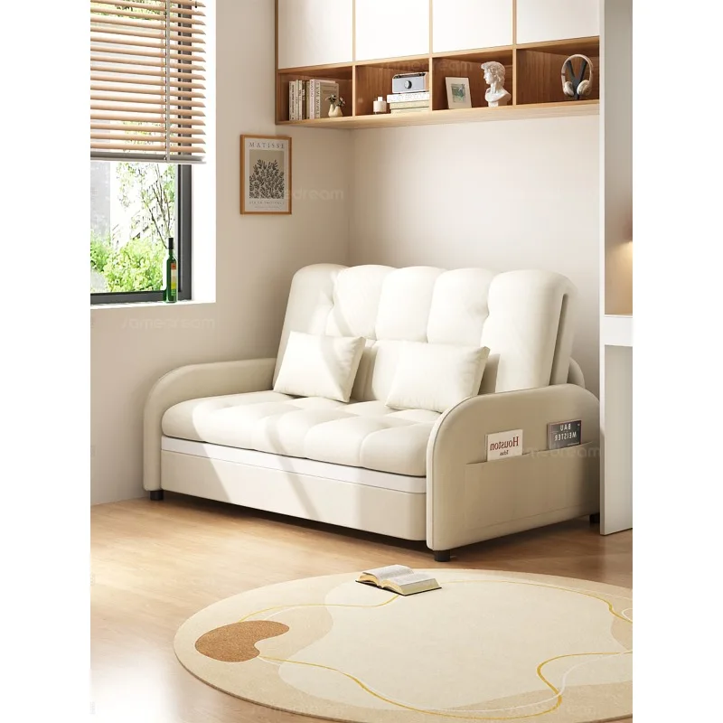 

Small apartment living room single retractable pull-out long-term bed sofa