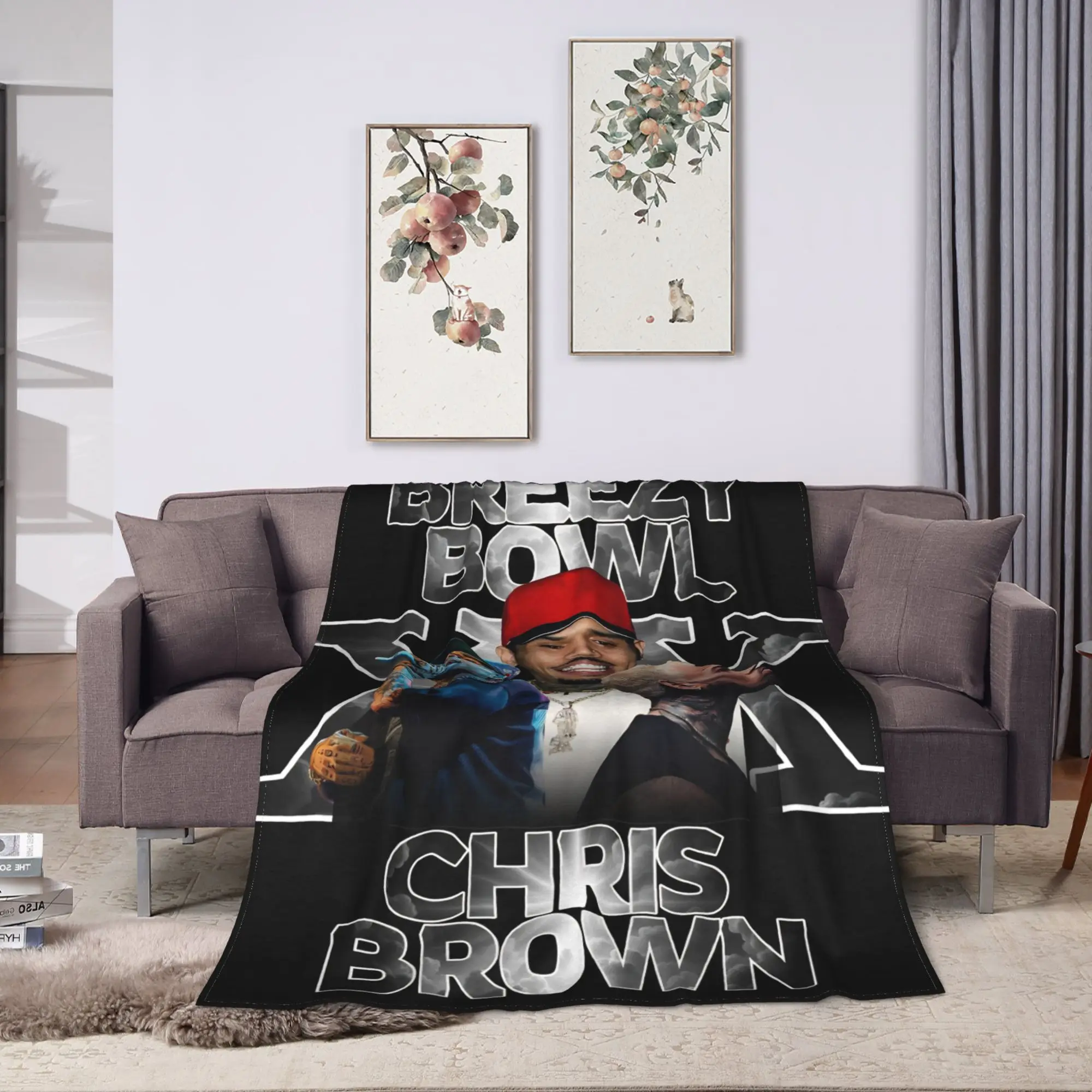 Chris Brown Breezy Bowl XX Blanket Quality Soft Warm  Throw Blanket Winter Camping Outdoor Fashion Bedspread