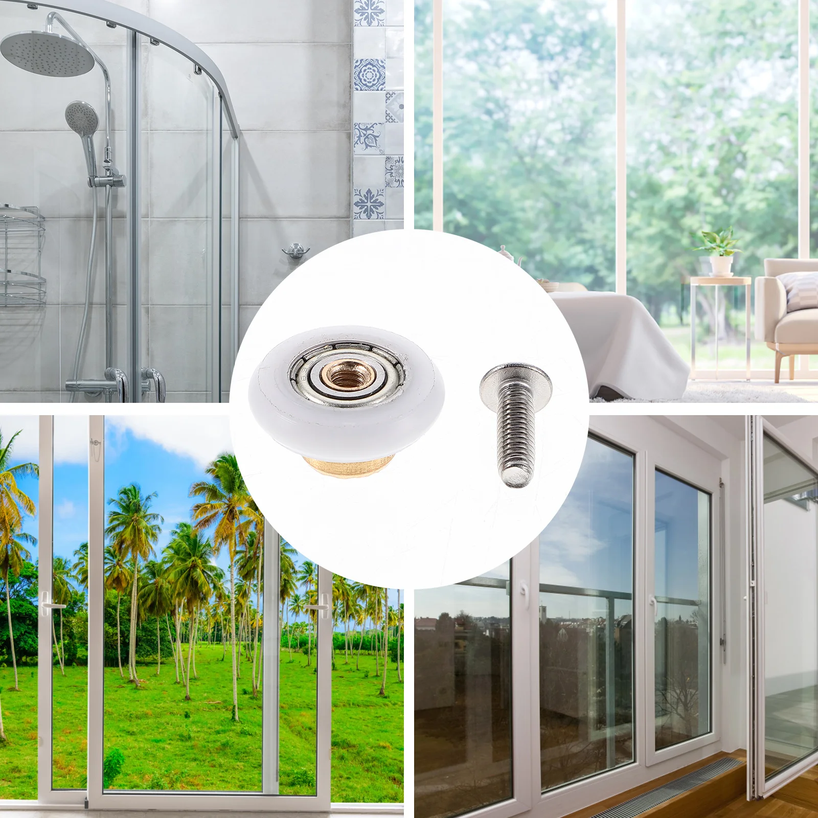 

4pcs Shower Door Rollers Glass Door Runners 19MM Copper Shaft 4mm Screws Sliding Wheels Bathroom Hardware Accessories