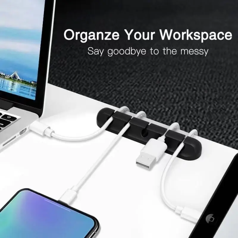 Cable organizer silicone cable clip mobile phone data cable management cable winder desktop organizer suitable for home office