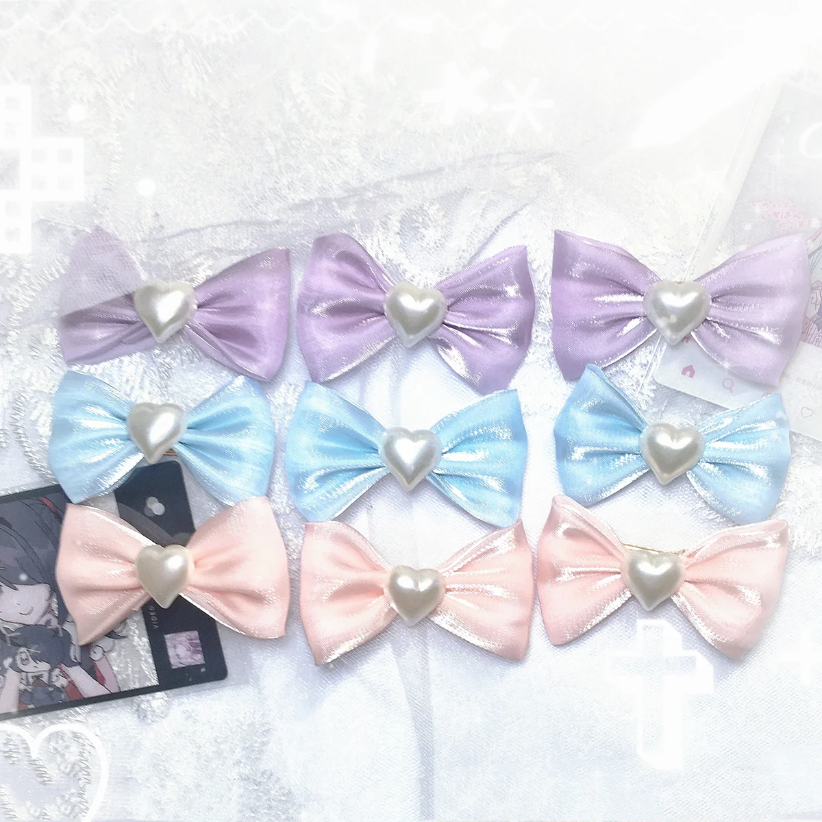 ホットニーディガールオーバードースアニメアクセサリーかわいいスーパーソースアメコス同じスタイル 3 色の弓ガールマルチカラーメッシュソフトガール