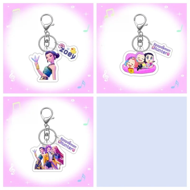 Llaveros de Anime Kpop Demon Hunter Huntrix Rumi Mira Zoey Saja para niños, bonito llavero acrílico, mochilas escolares de moda, colgante, regalo para seguidores