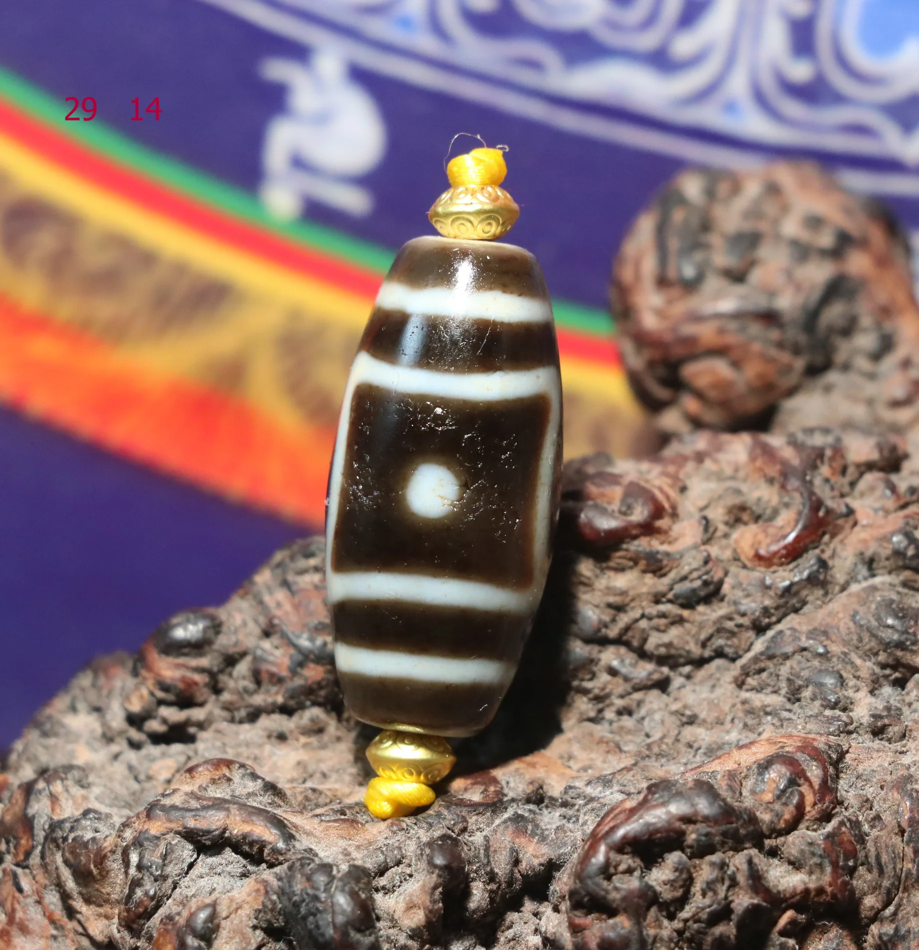 Magic Power Tibetan Old Agate Oily Patina Harmonious Heaven&Earth dZi Bead Totem Amulet Precious Gemstone Jewelry Timestown