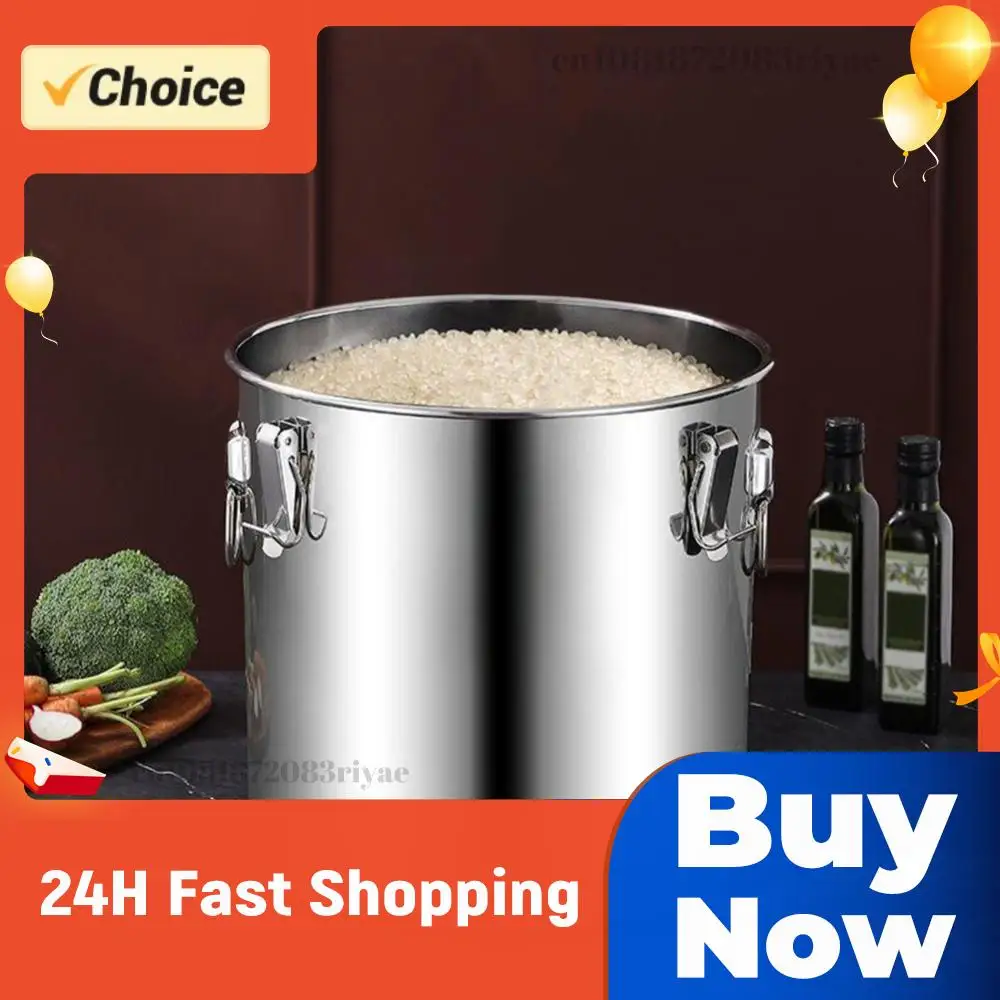 

6/12/21/33L Stainless Steel Airtight Canister with Seal Lid Food Oil Sugar Milk Storage Bucket for Home Kitchen Bar Restaurants