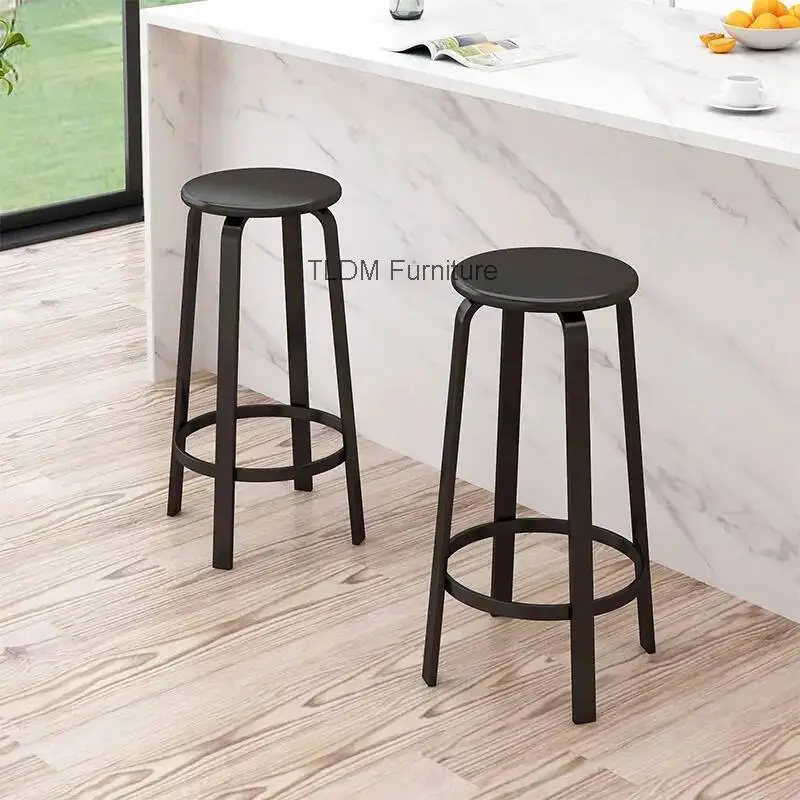

Metal Bar Stools with Round Seat - Minimalist Functional Seating for Kitchen Island & Home Bar