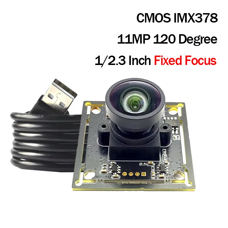 CMOS IMX378 4K 11MP HD 3840H×2880V FF وحدة كاميرا USB FOV 120° مع رقمي وعريض، MJPEG، YUY2