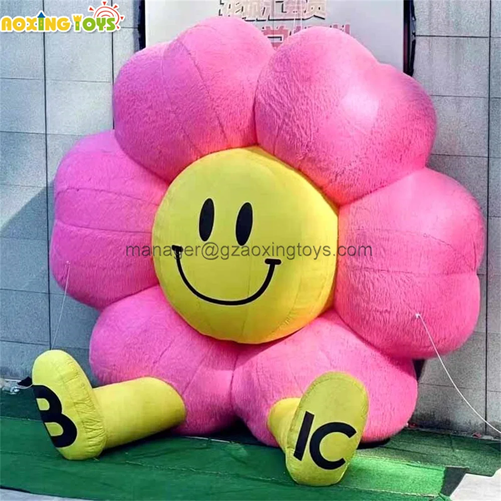 Outdoor Giant Pink Inflatable Flower Cartoon Model With LED For Advertising Decoration Stage Party Events