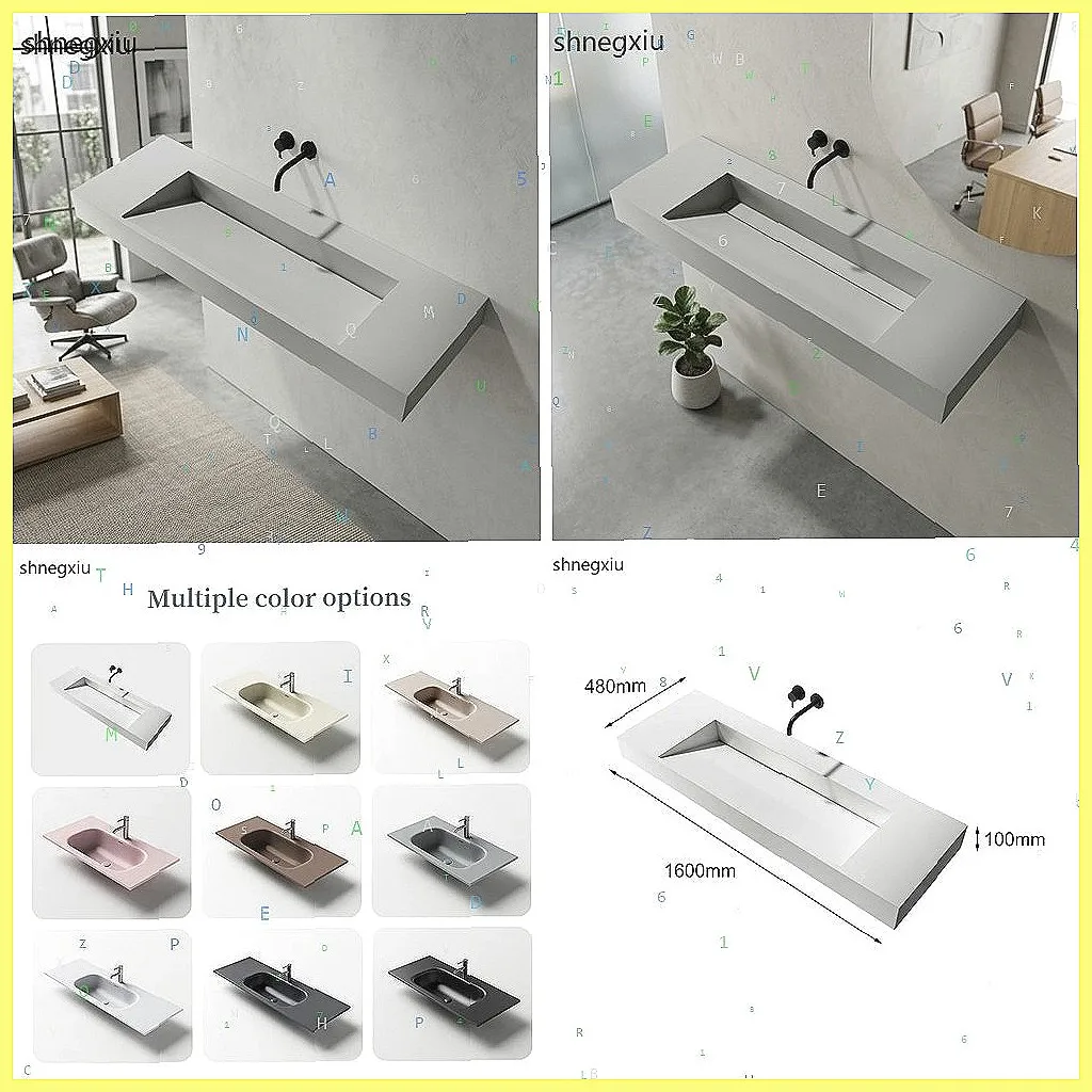 Off-White Ceramic Undermount Bathroom Sink, Modern Rectangular Vanity Basin