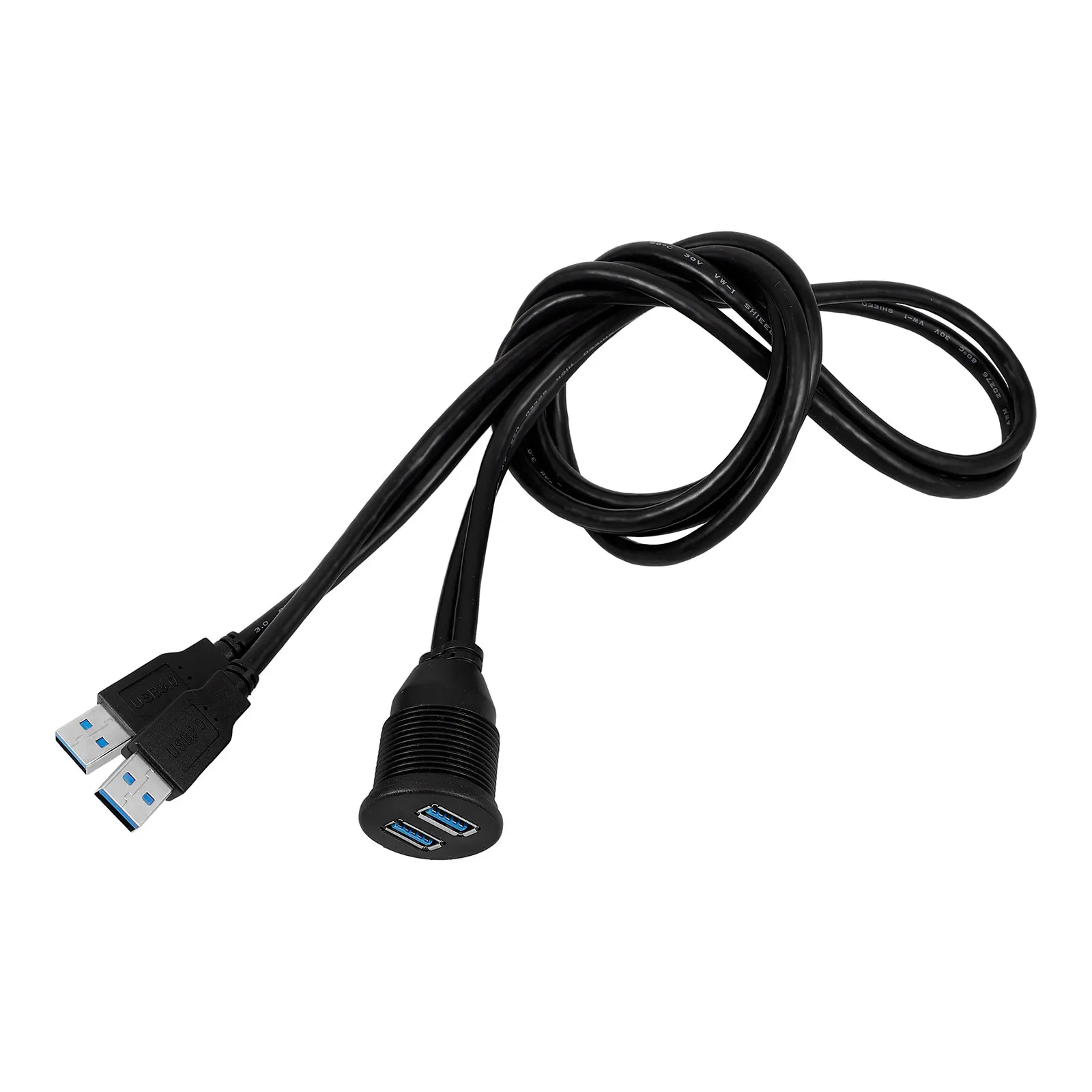 

Двойной USB 3.0 удлинительный кабель для панельного монтажа, высокоскоростная передача данных для автомобилей, грузовиков, лодок, USB-порт для скрытого монтажа в авто