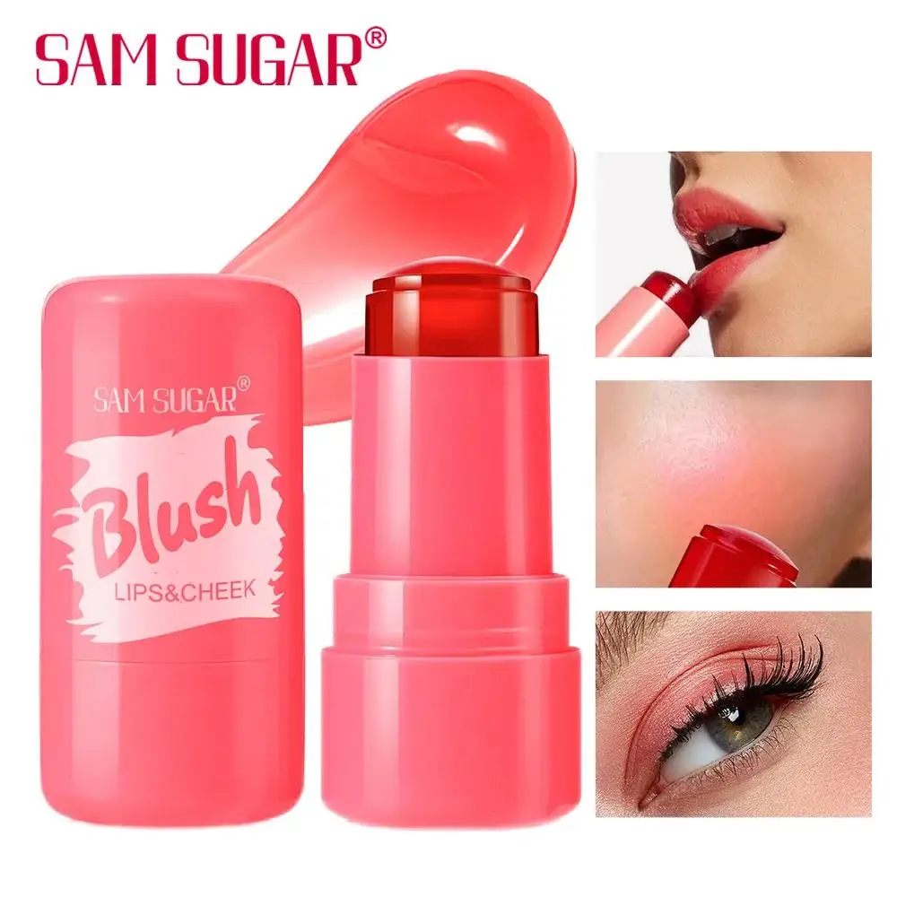 4 Color Jelly Blush Stick Matte Moisturizing Lip Balm Eyeshadow 3 in 1 Multi Use Brightening Makeup Gloss