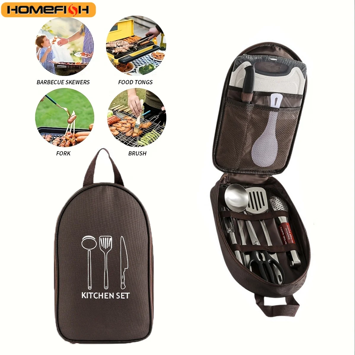 Outdoor Cooking Bag Camping Storage Bag PortableCooking Utensil Organizer Storage Pouch Picnic Bag Utensil Storage Pouch