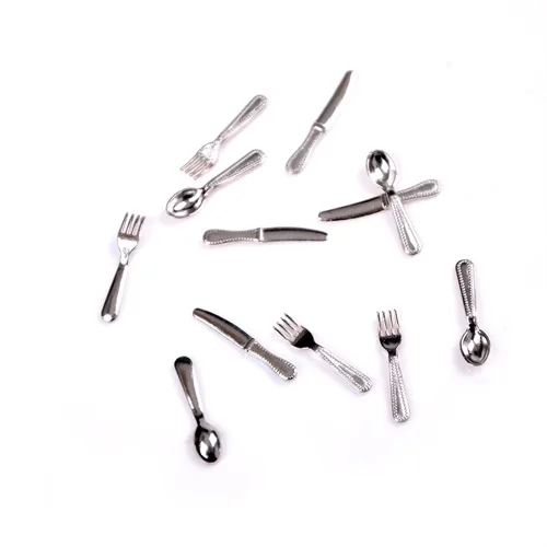12pcs Mini Dollhouse Miniature Scene Model Doll House Accessories Knife And Fork