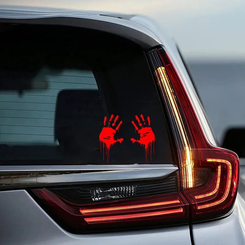 1Pair 15x7.5cm Bloody Handprints Horror Car Stickers Auto Body Windows Motorcycle Laptop Walls Vinyl Film Decal Car Accessories