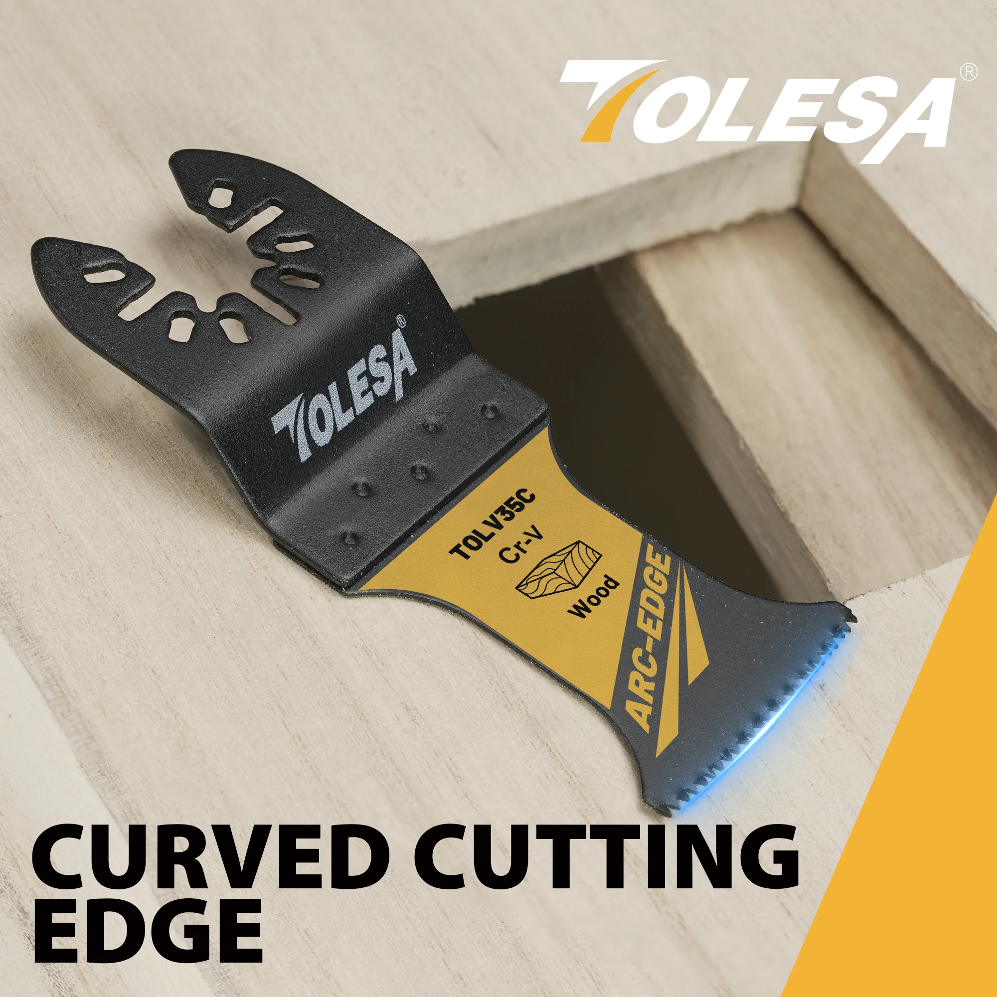 TOLESA 3PCS Set di lame per sega oscillanti con bordo ad arco Lame multiutensile per legno Taglio in plastica Lama oscillante affilata resistente all'usura CRV