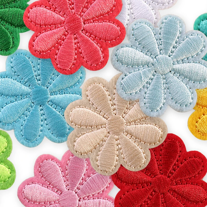 21 Stück Mix farbige Blumen-Aufnäher zum Aufbügeln für Kleidung, bestickt, zum Aufnähen, Patches, niedliche Stoffe, Mädchen, Kinder, Packung, DIY-Aufkleber – Detail 6