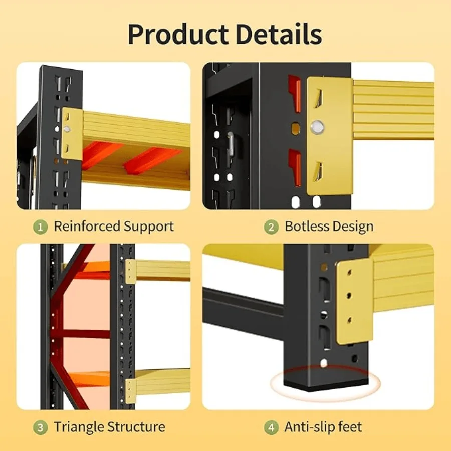 3000LBS Hochleistungs-Lagerregale, 63H, Garagenregal aus Metall, 4 Etagen, verstellbar, Garagenorganisation, Regaleinheiten, Industrieregal